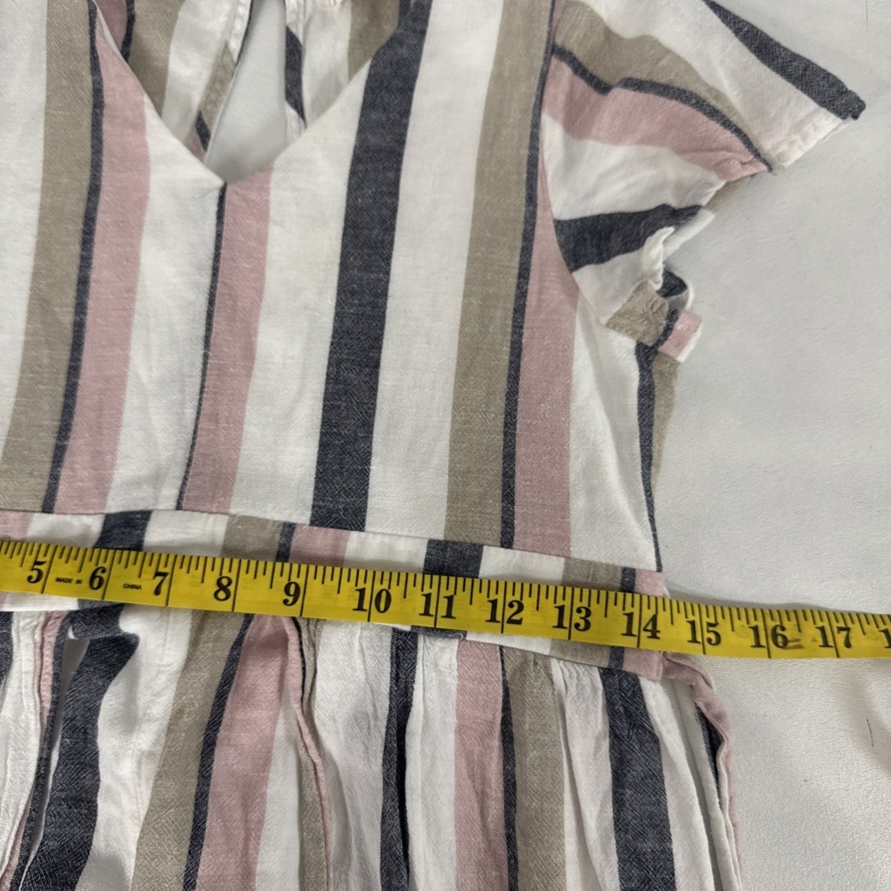 Poppies and Roses Striped Maxi Romper Dress Pink Navy Boho Coastal Size 14 - Picture 6 of 10